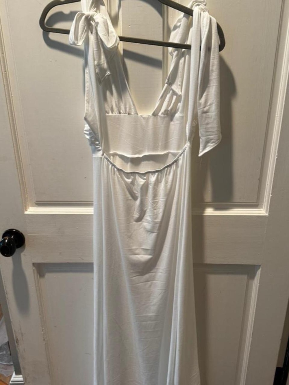 White Halter Plunge Maxi Dress - Picture 3 of 3